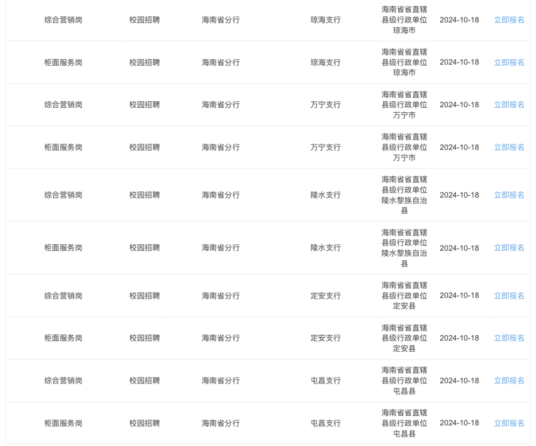 中国建设银行海南省分行2025年度校园招聘公告